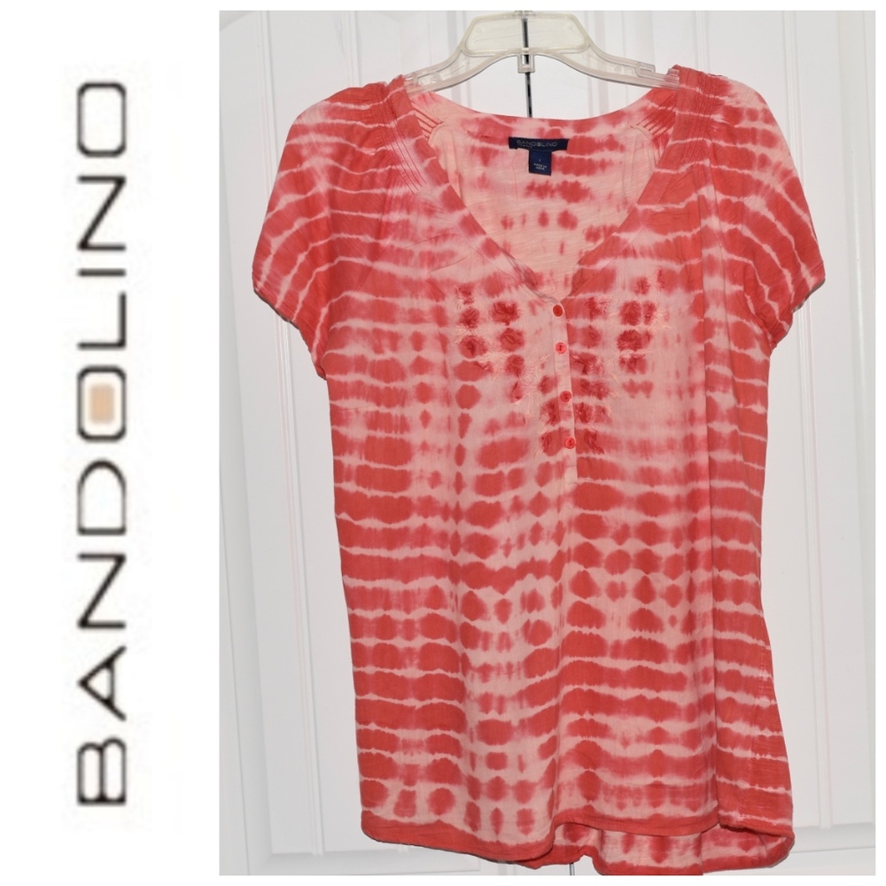 Bandolino Coral Tie Dye Cotton Top Size L